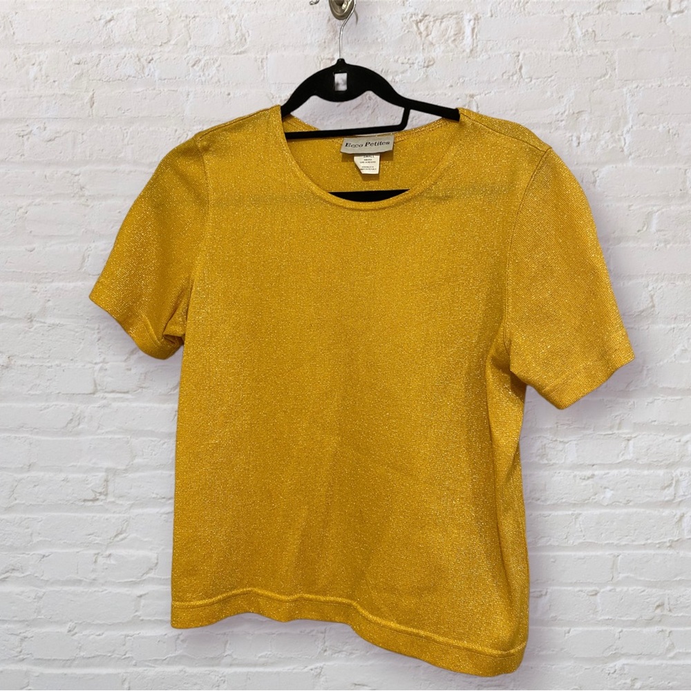 •2/$35• Retro Gold Metallic Short Sleeve Top